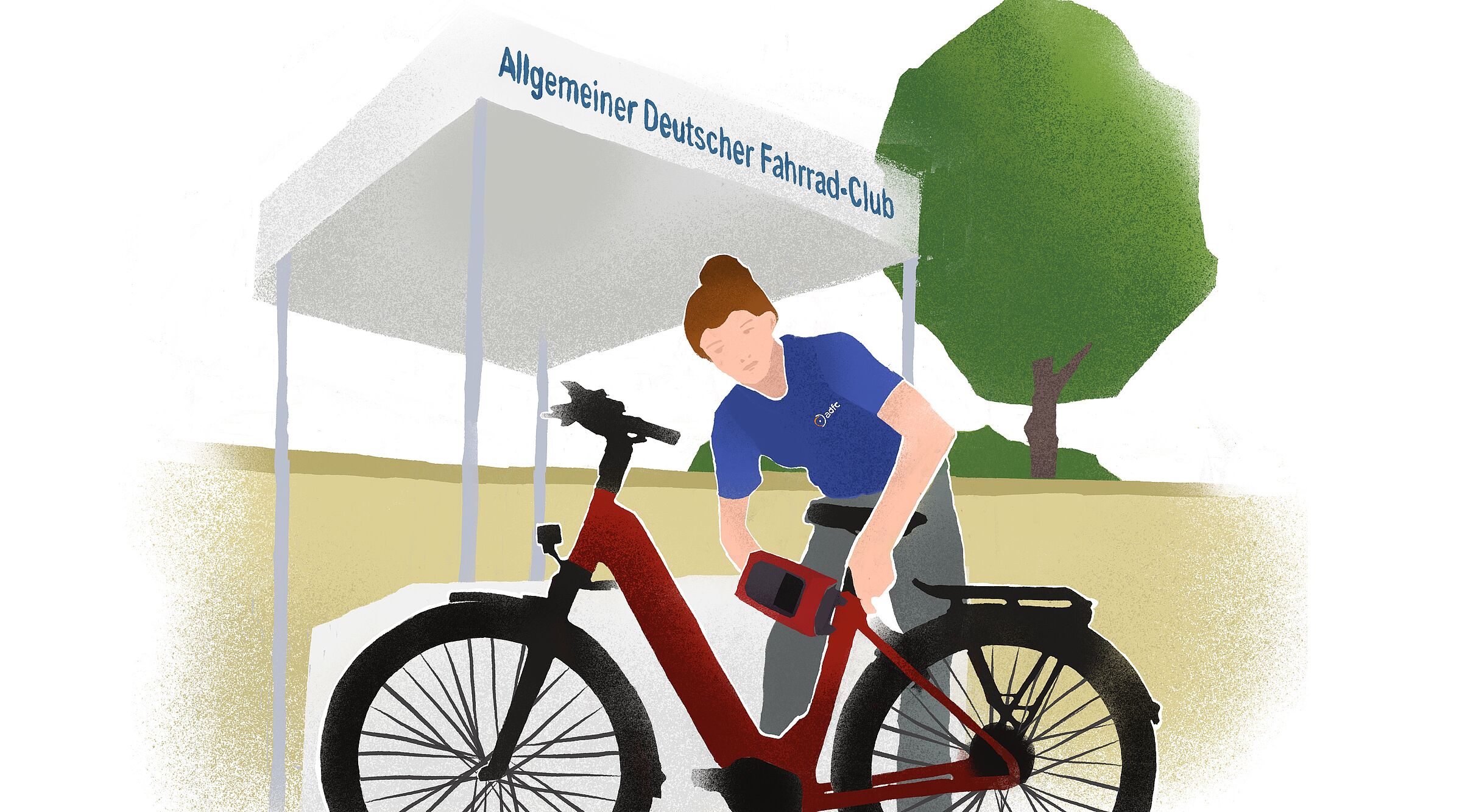 Illustration einer Person, die ein Fahrrad codiert